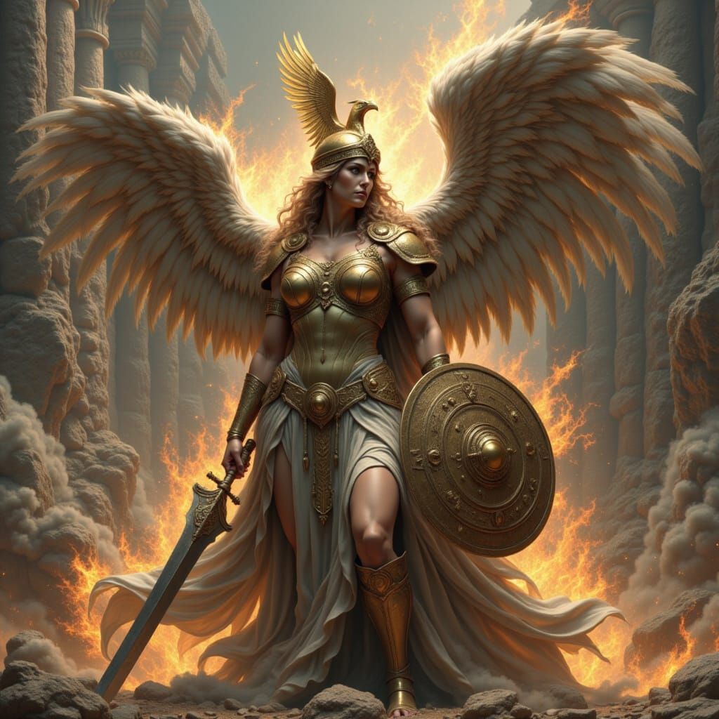 Minerva, Goddess of War in Dark Style