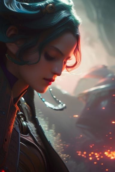 Dark Witch Portrait in Ethereal Fantasy Style