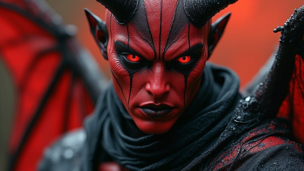 Disappointed Tiefling with Glowing Eyes and Horns