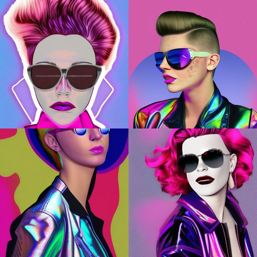 Woman with Blonde Pompadour in Astral Cosmic Style