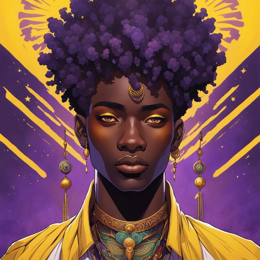 Colorful Fantasy Portrait of Androgynous Person