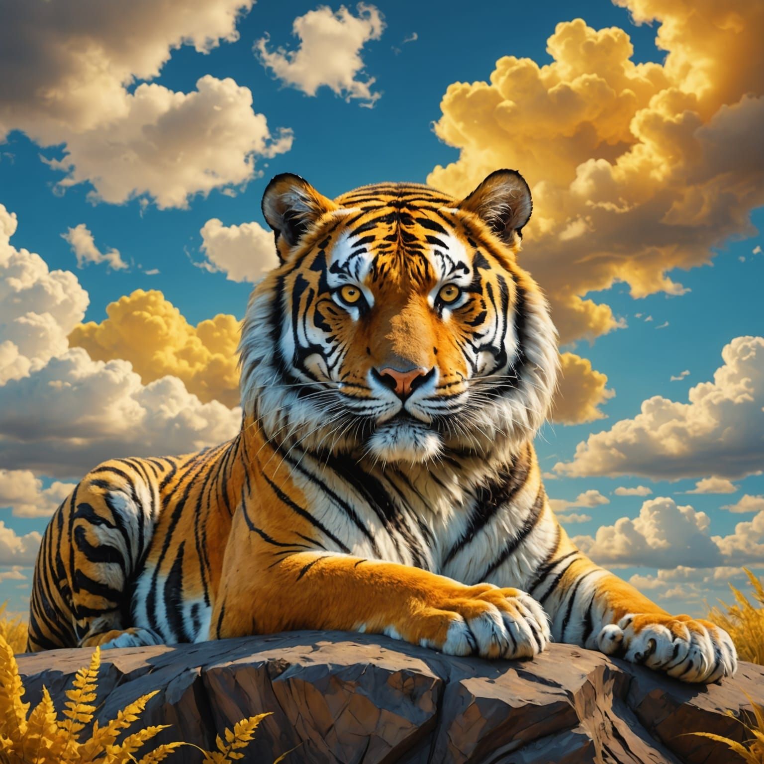 Yellow Cloud Tiger in Impressionistic 3D