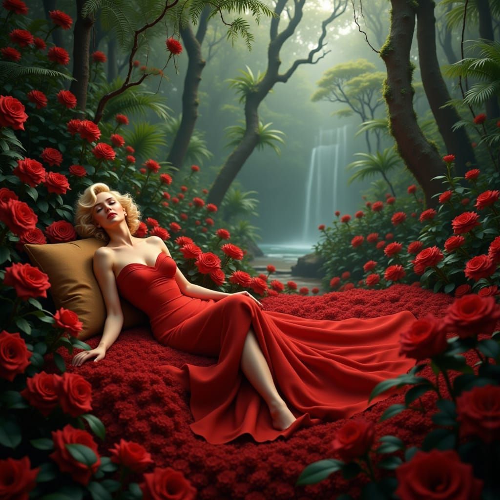 Marilyn Monroe in a Jurassic World Realism Masterpiece