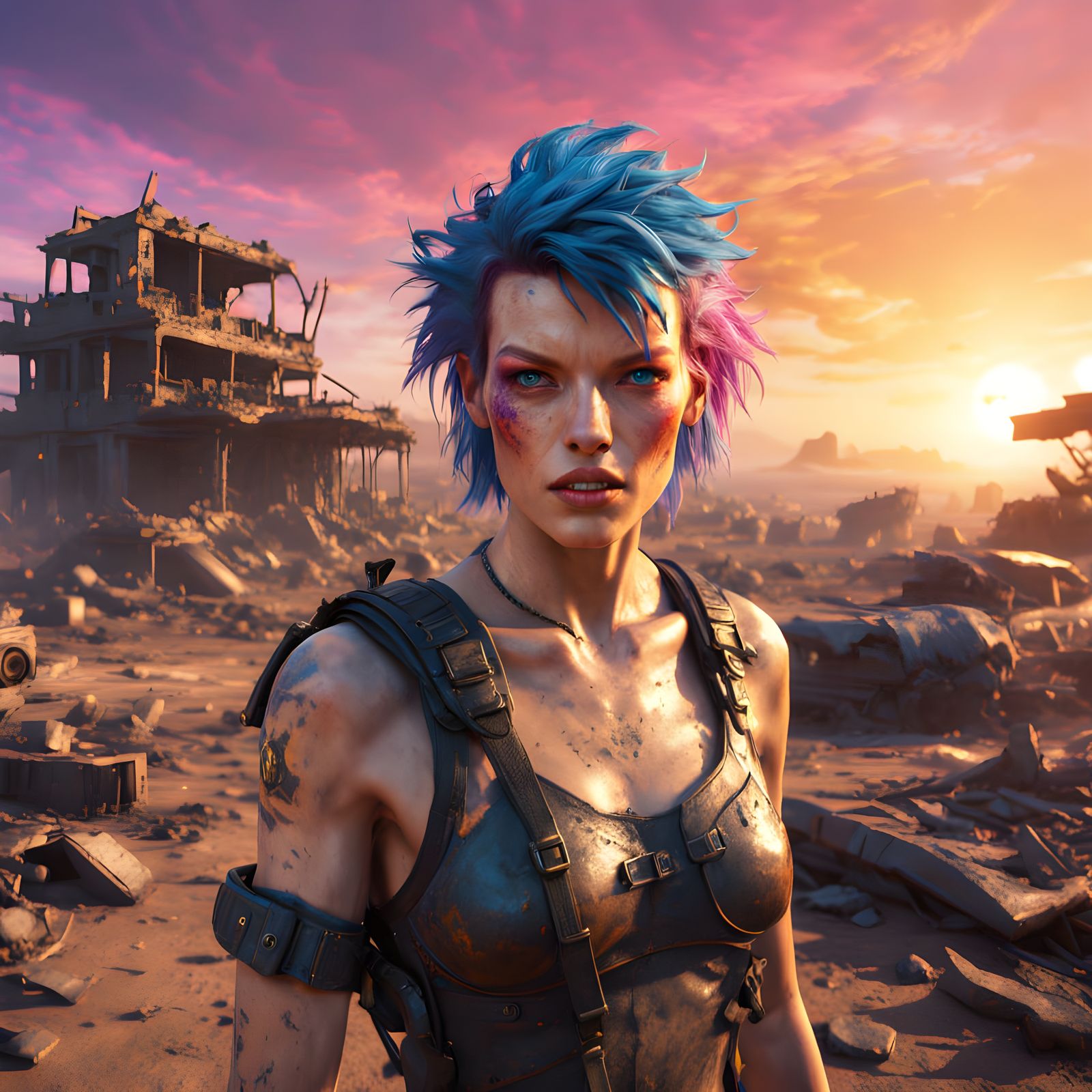 Mad Max-Inspired Cyberpunk Goddess Radiates Joy in Apocalyps...
