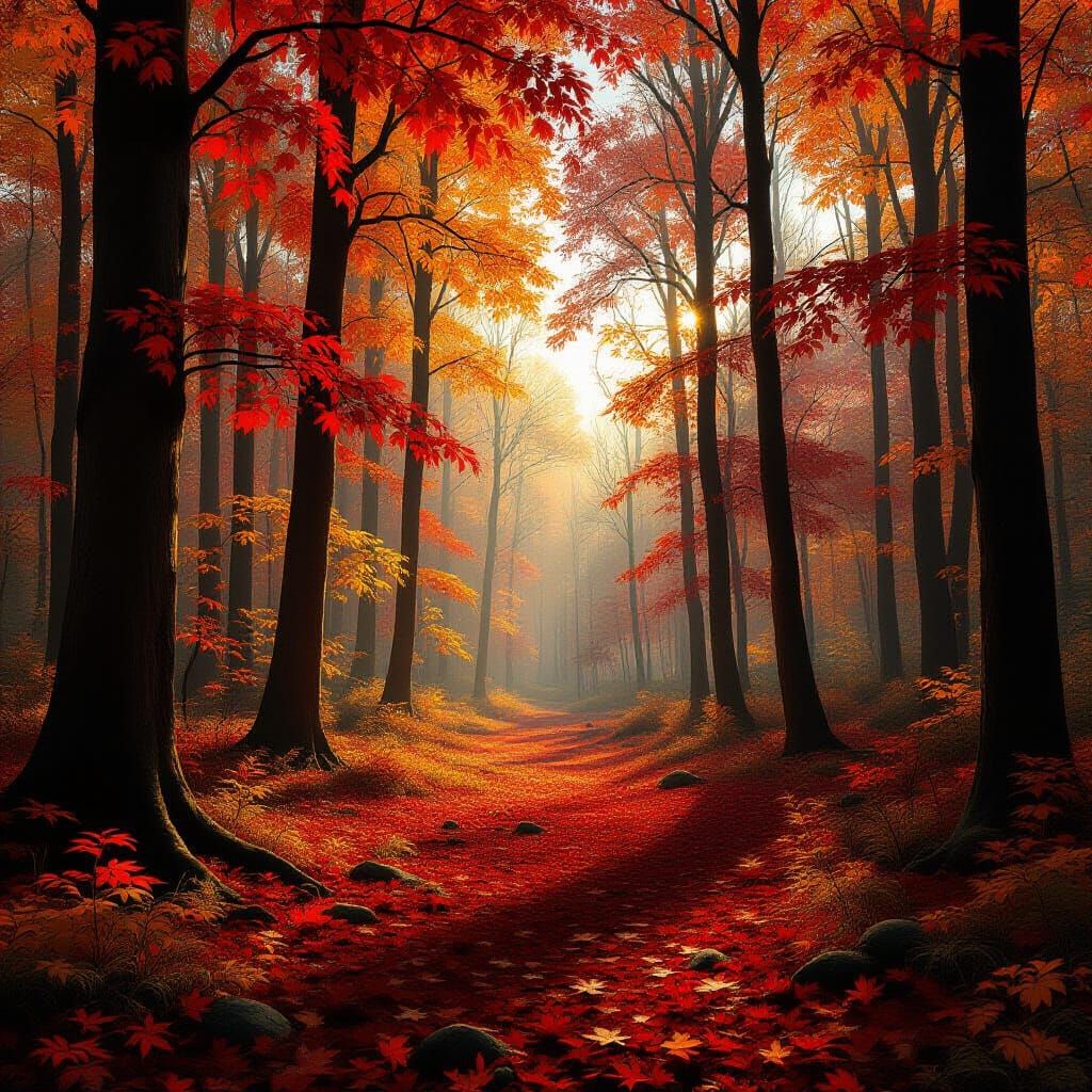 Vibrant Autumn Forest in Ultra-Realistic Detail