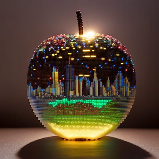 Sparkling New York City in a Glass Apple: Pixel Art