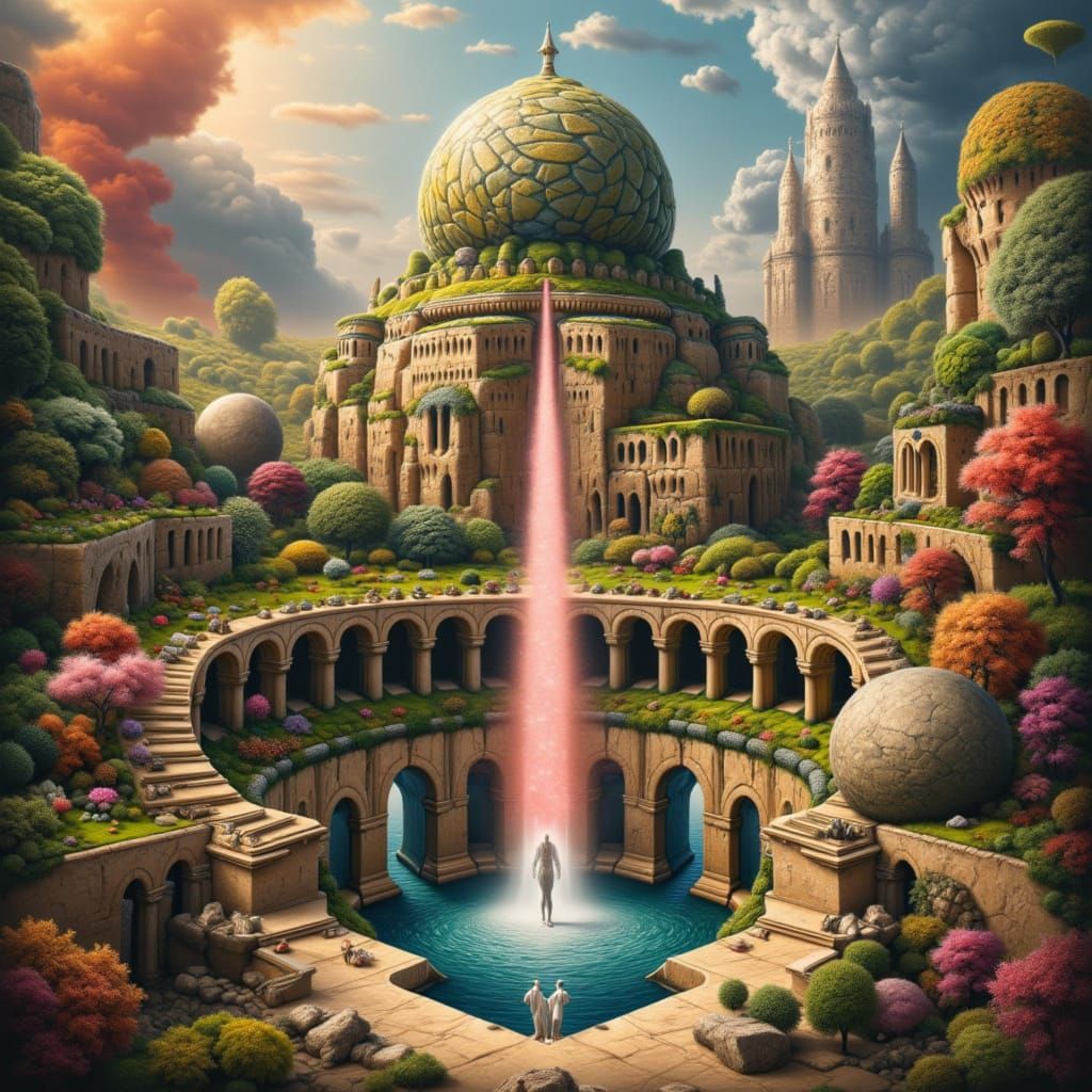 Dreamlike Baroque Landscape with Ethereal Figures