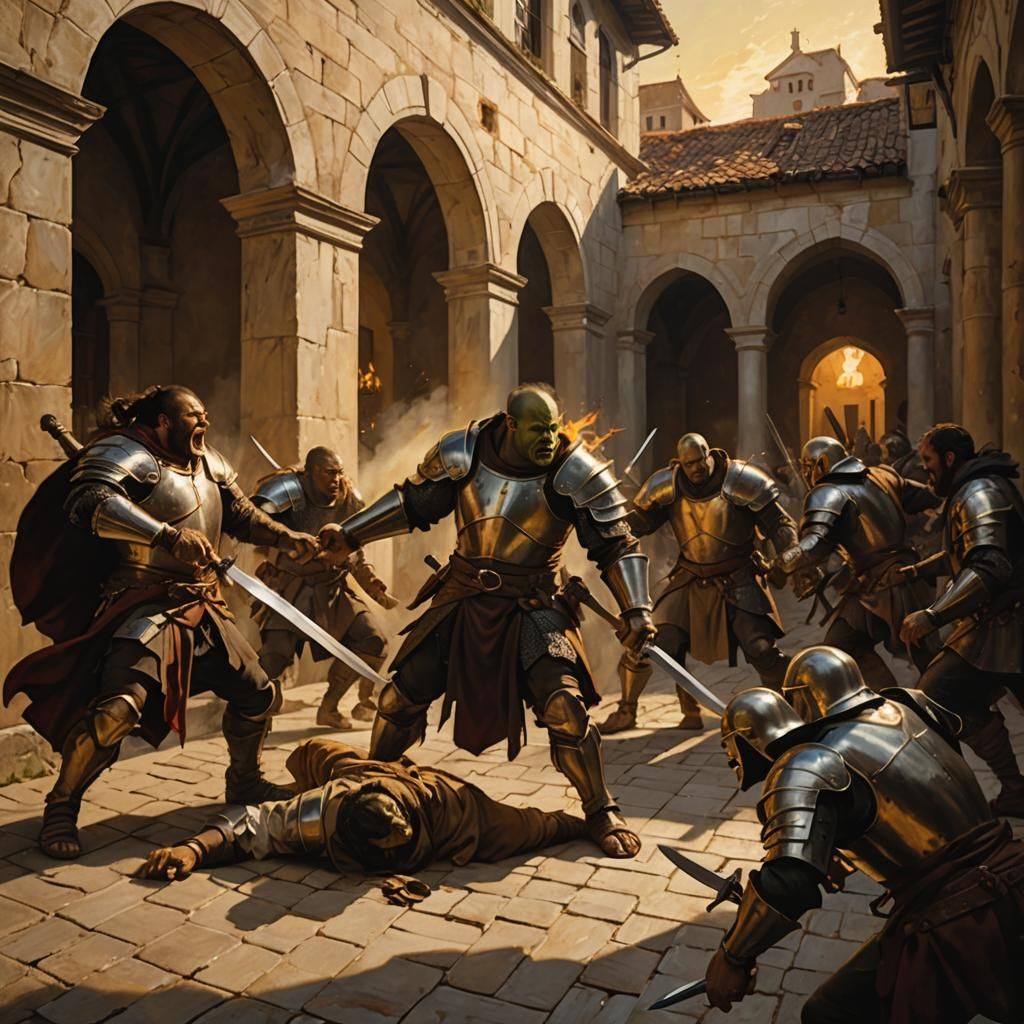 Half-Orc's Fight in Renaissance Style