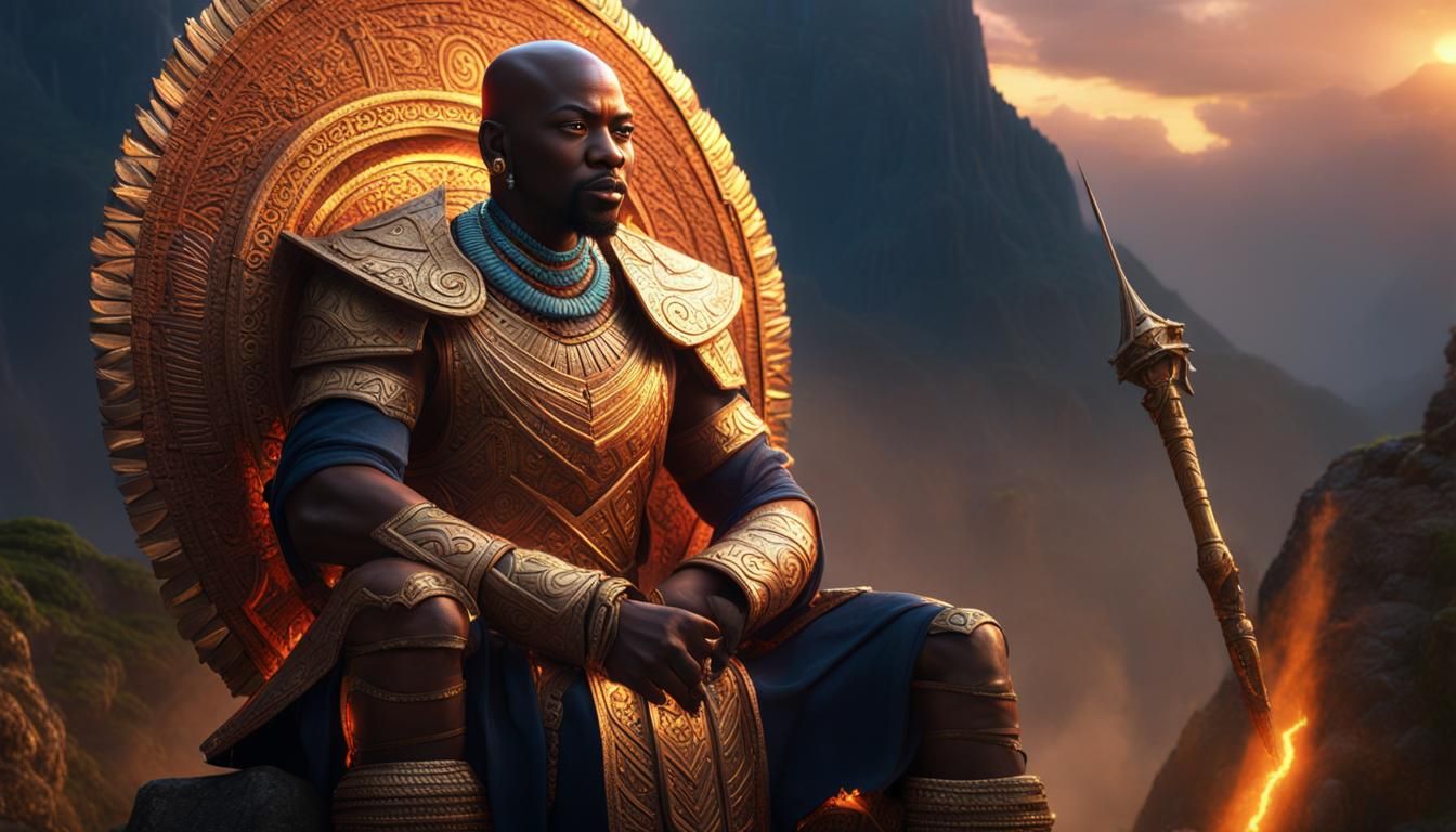 Yoruba Deity of Lightning on Mountain Throne