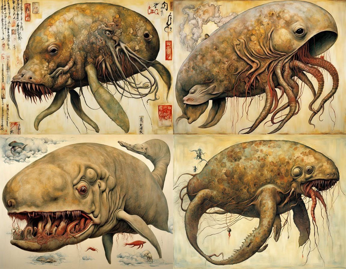 Surreal Mutant Sea Creature Horror, in Thai Art Style