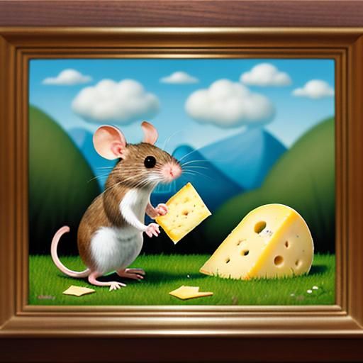 Mice Feast in a Surreal Cheese World
