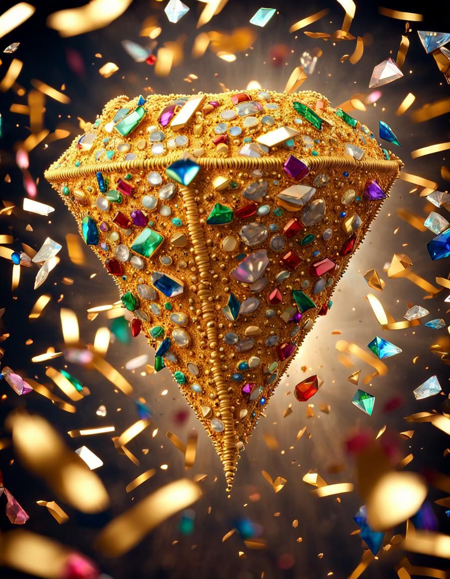 Exquisite Diamond Pinata with Golden Gemstone Fireworks