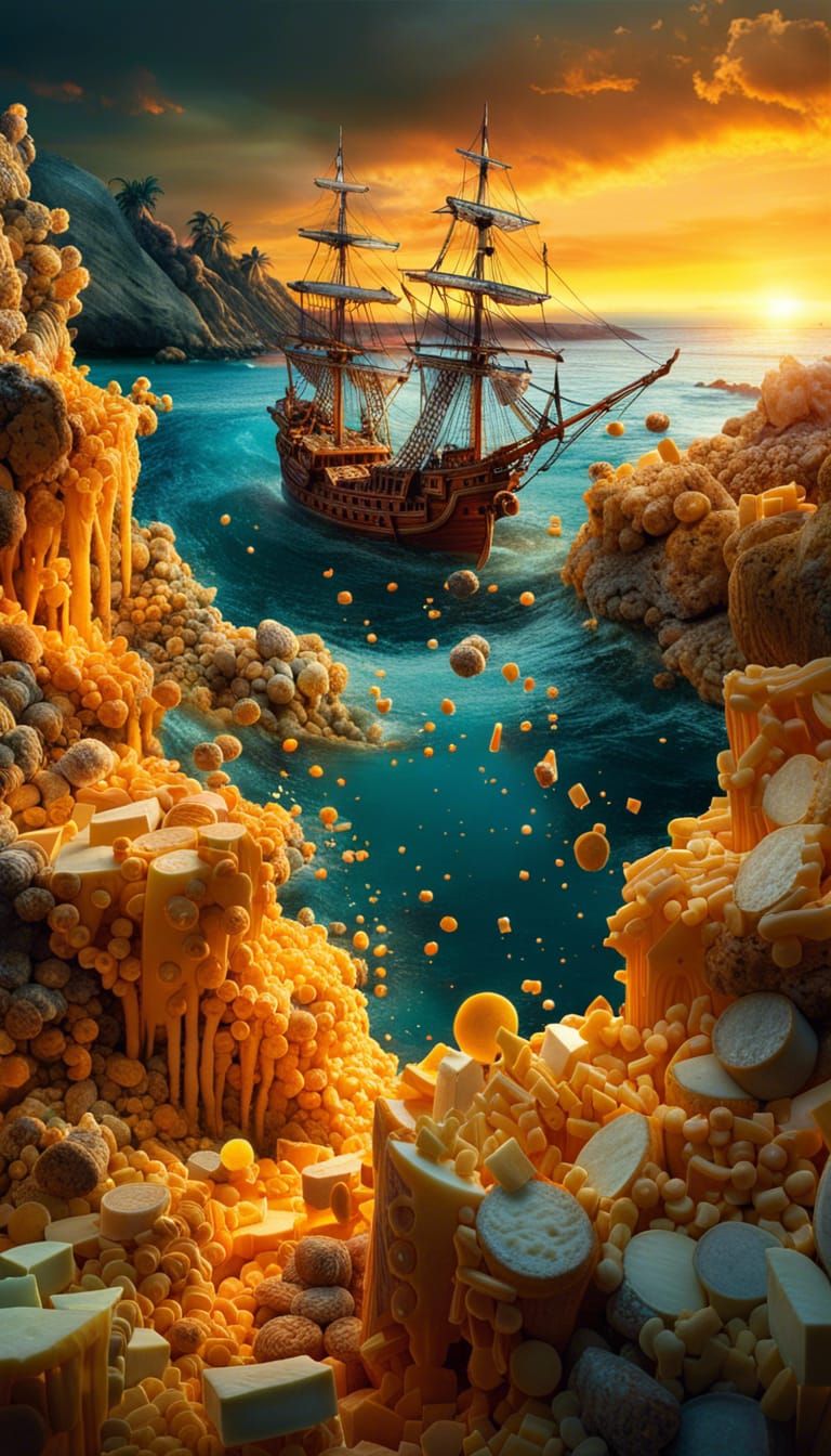 Intricate Cheese Pirate Cove at Sunset