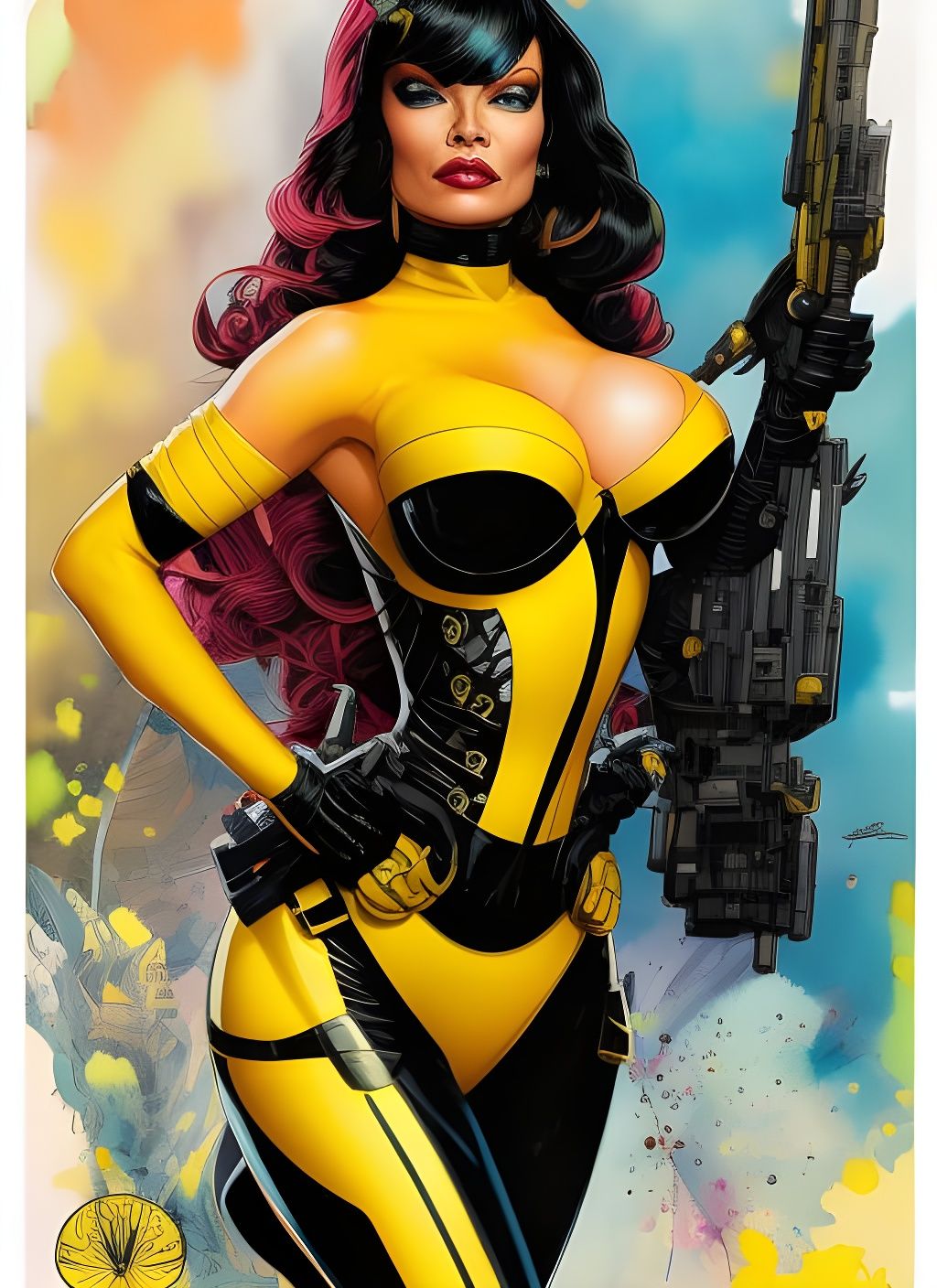 Silk Spectre as Watercolor Splash Art