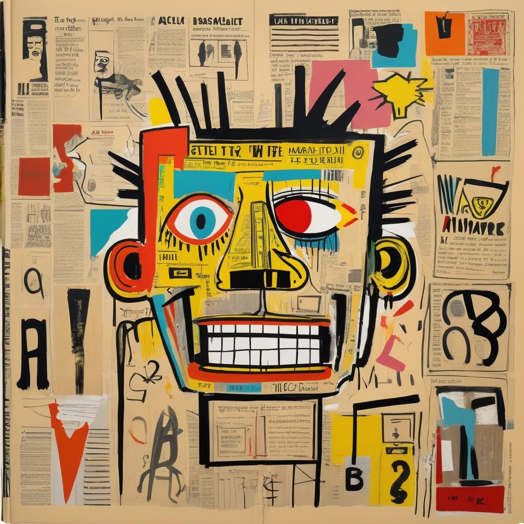 Alphabet Newspaper in Sketchbook, Neo-Expressionist Style