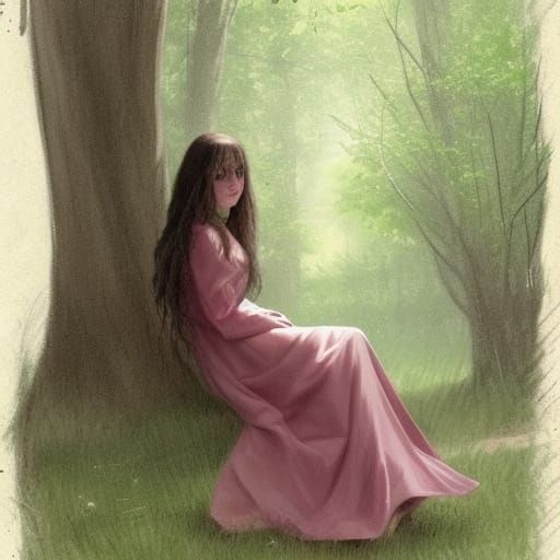 Girl Sketching Under Oak Tree in Sinister Style