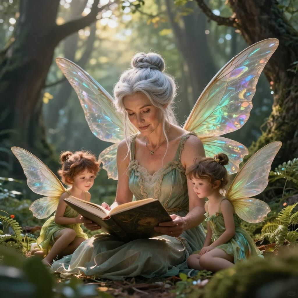 Mature Fairy Reads to Grandchildren in Enchanted Forest