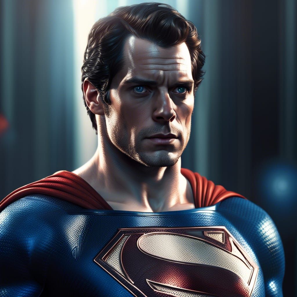 Hyperrealistic Superman Portrait with Lens Flare
