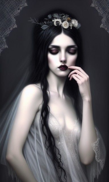 Tragic Androgynous Bride with Pastel Hair, Digital Portrait