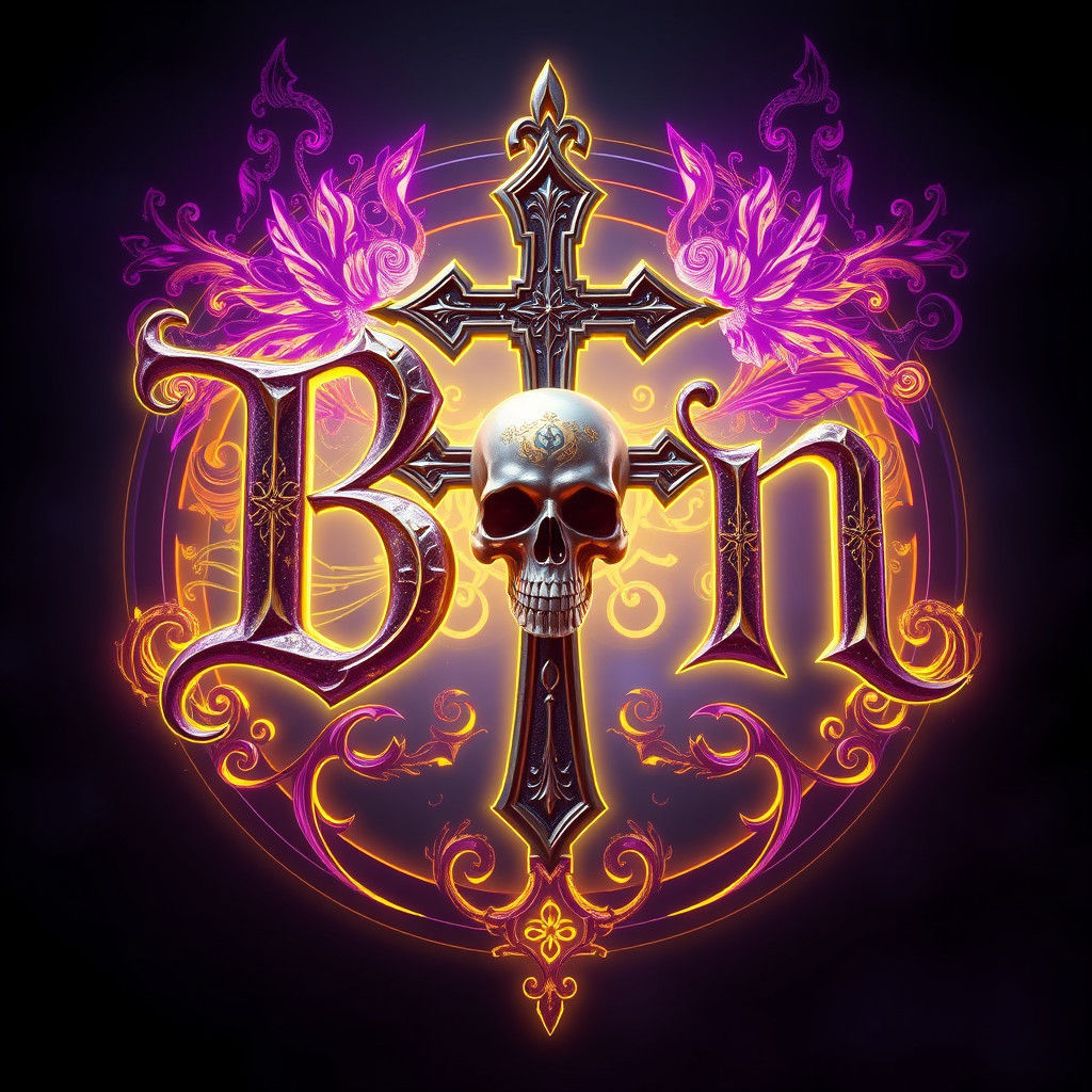 Mystical Gothic Logo with Skull and Cross