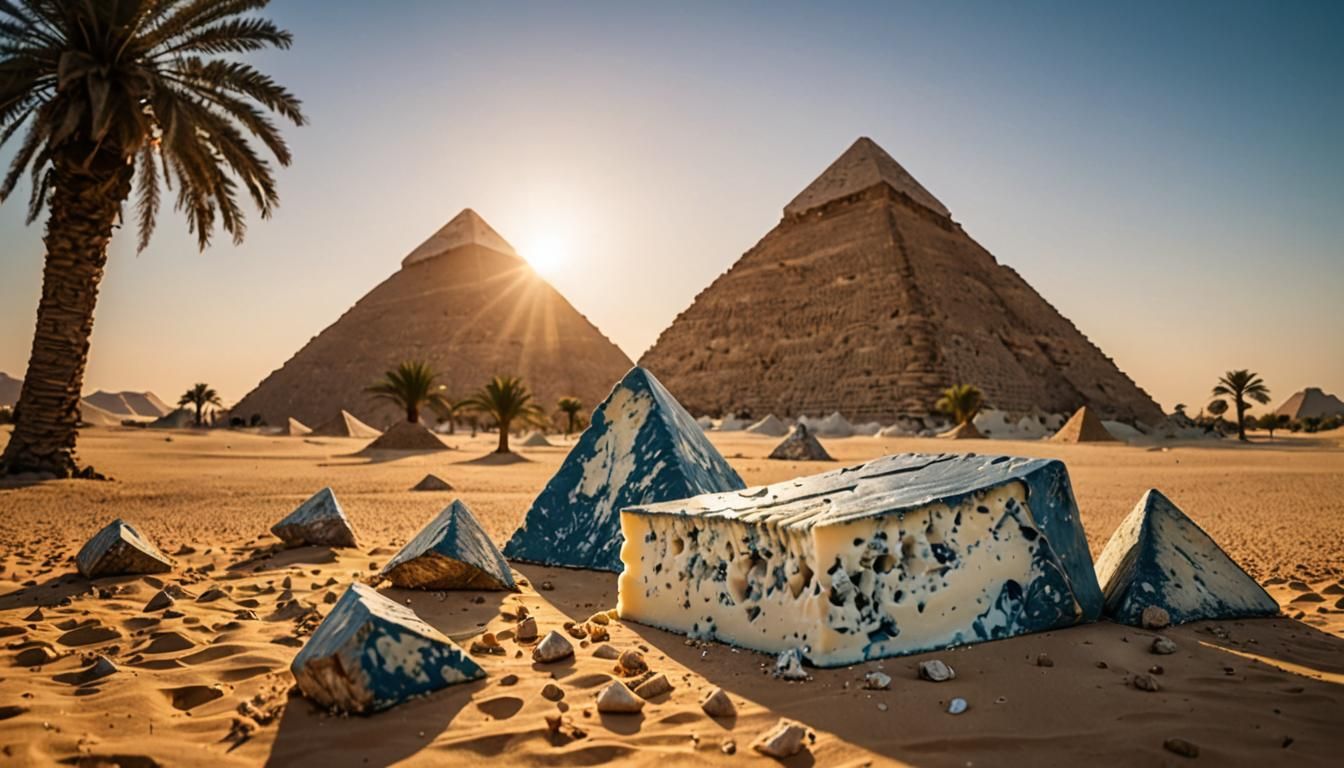 Surreal Desert Masterpiece: Colossal Blue Cheese Towers Near...