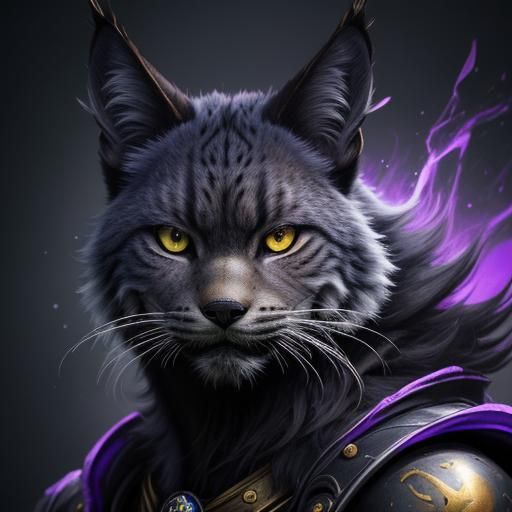 Black Lynx Portrait in Hyper-Realistic Fantasy Art