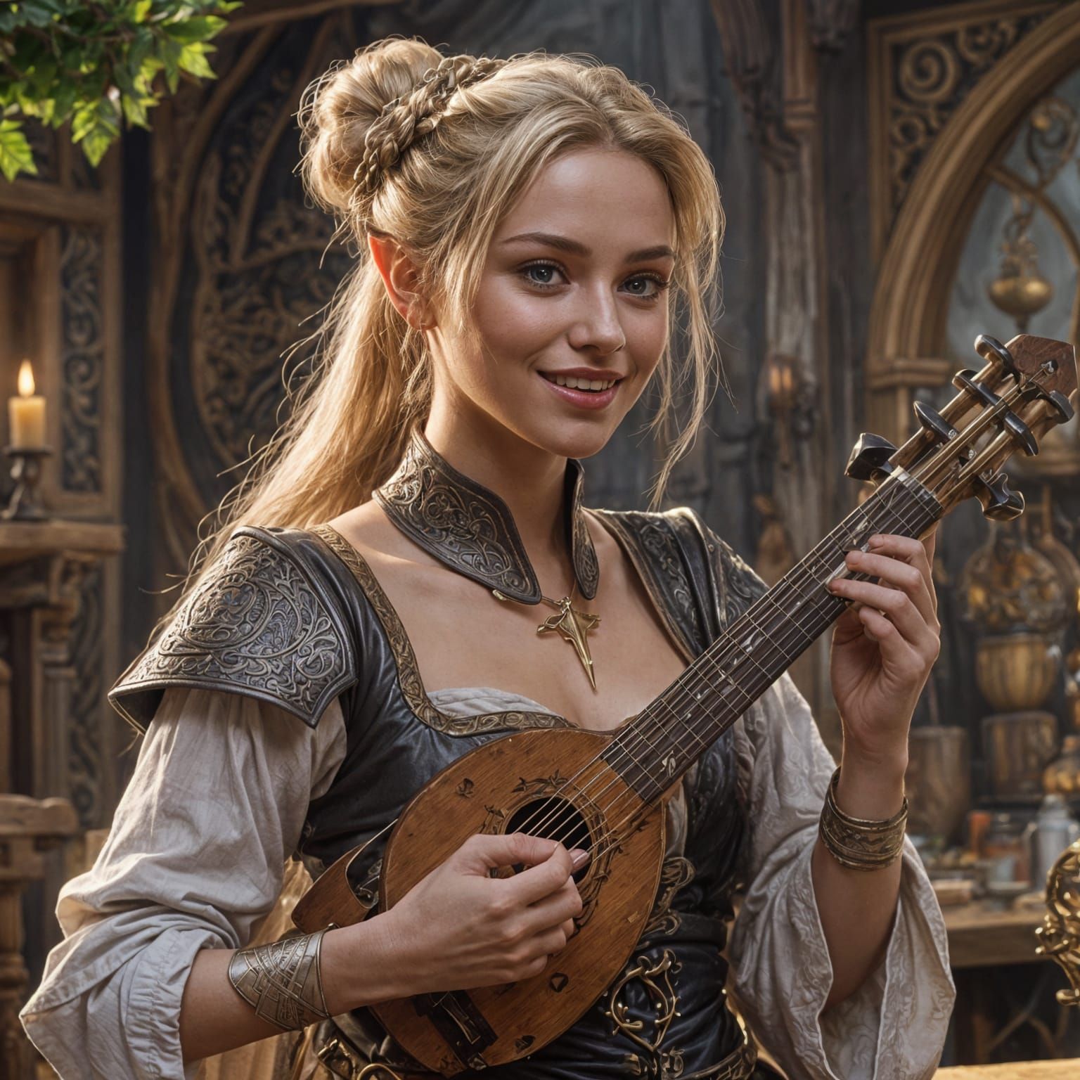 Half-Elf Bard Sings on Tavern Stage