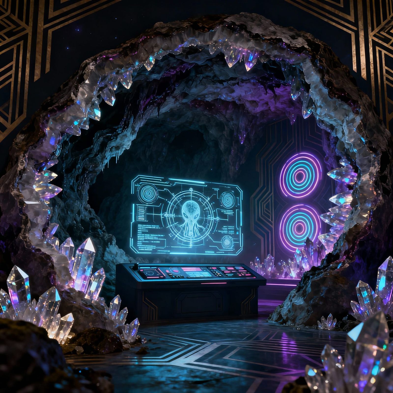 Villain's Geode Hideout With Hypnotic Crystal Light