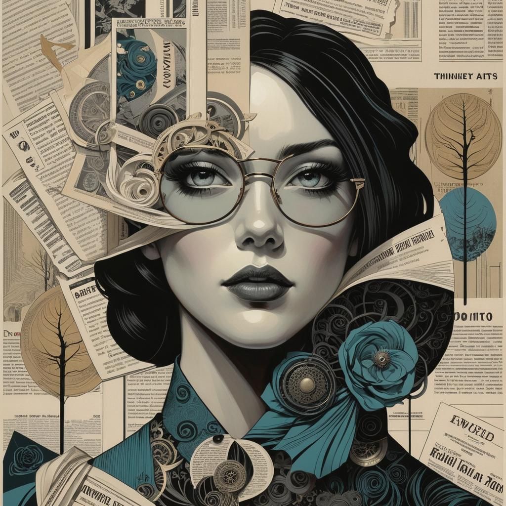 Intricate Collage Portrait in Psychedelic Style