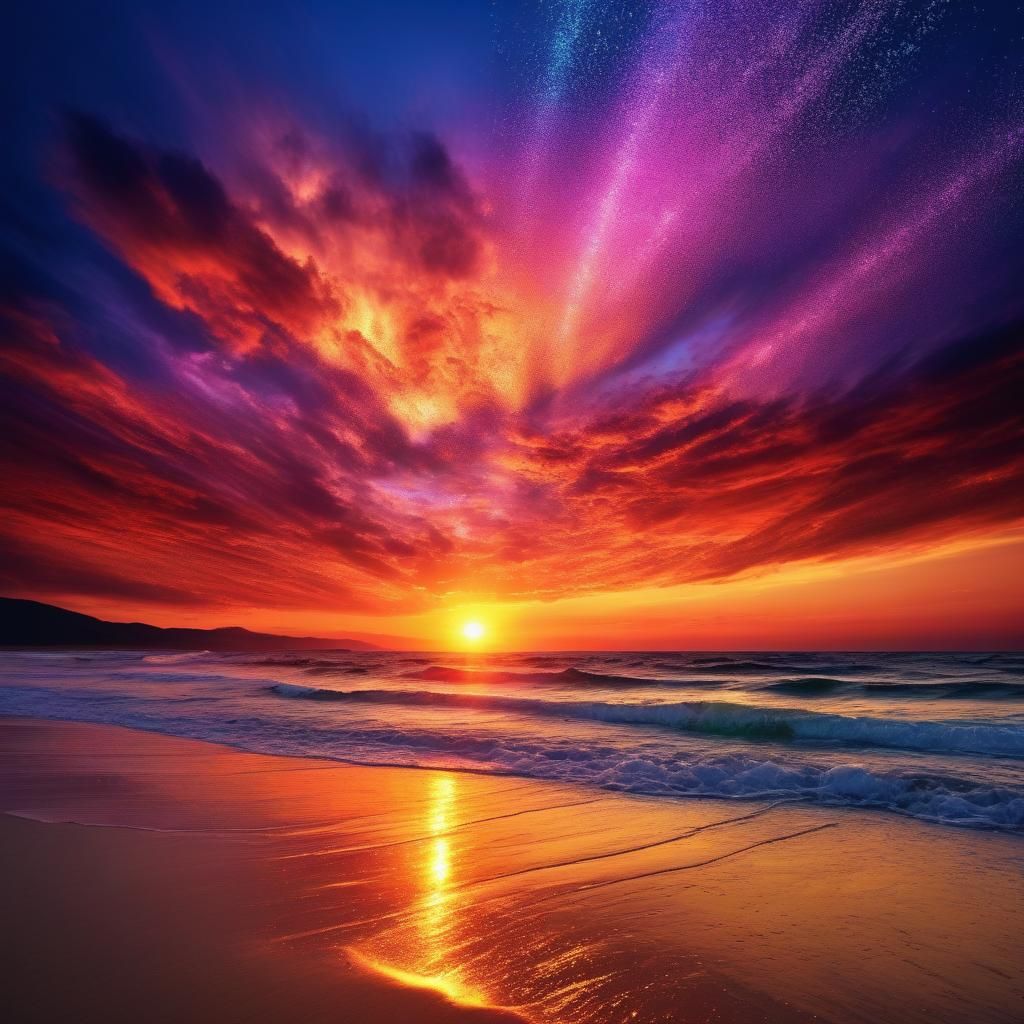 Dramatic Summer Sunset Beach Scene in Magazine Style