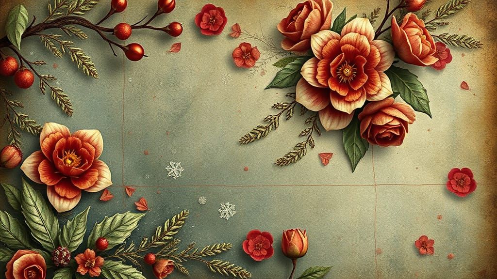 Vintage Christmas Fantasy in Whimsical Watercolor Style