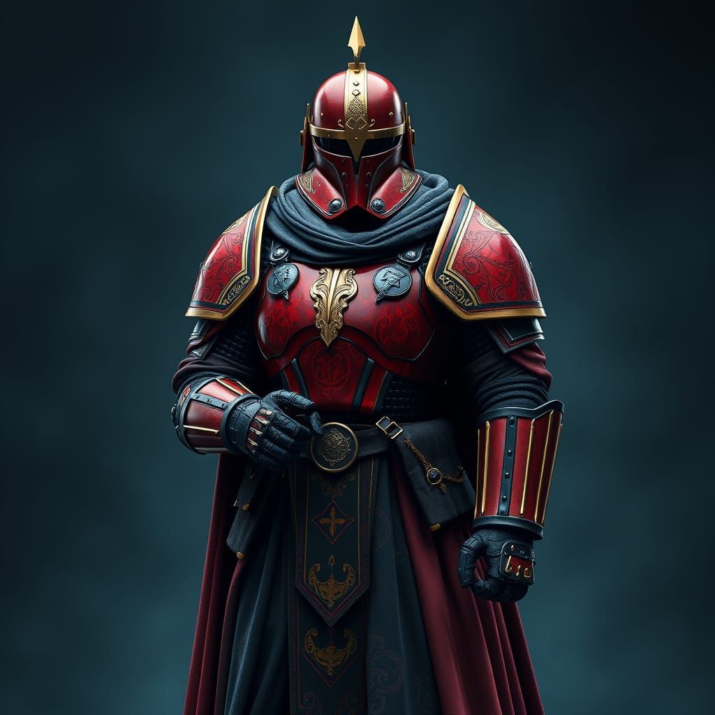 Cinematic Red Knight in Power Armor