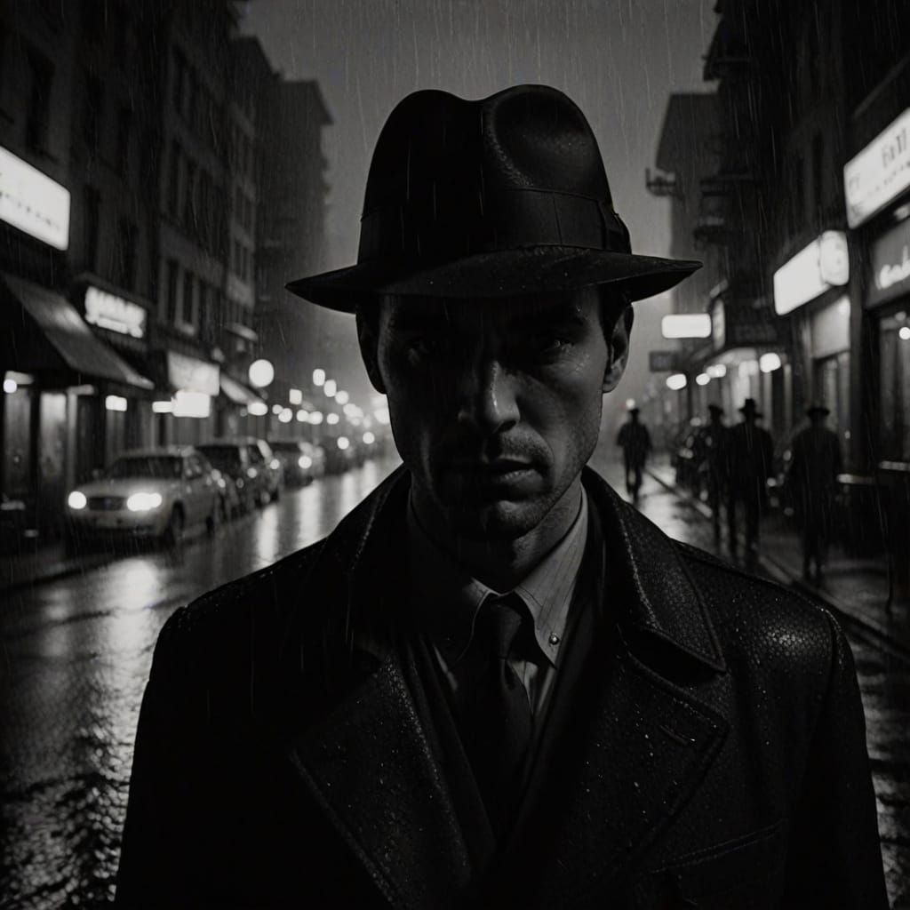 Suspicious Figure in Film Noir Style
