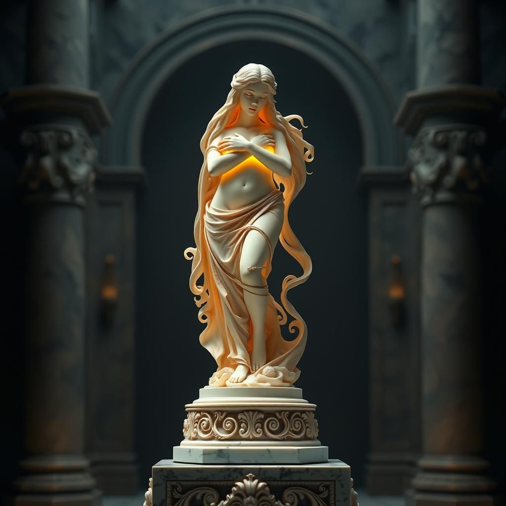 Ethereal Ivory Idol: Maiden in Dreamlike Chamber