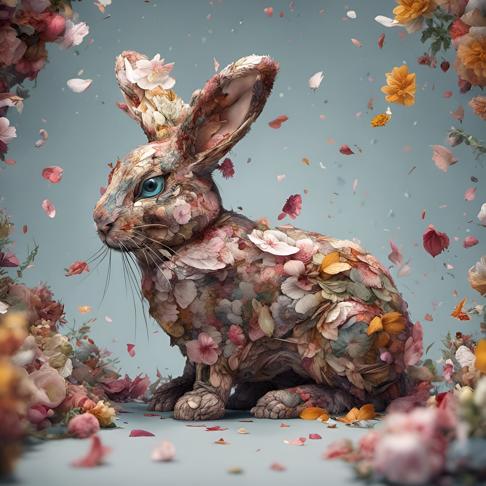 Flower Petal Bunny: Intricate 8K Composition