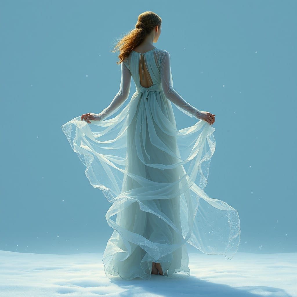 Woman in Frosty Silence, Winter Wonderland Scene