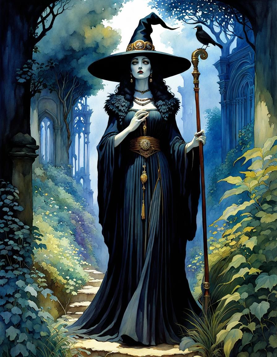 Witch's Path in Italy: Hyperdetailed Watercolor