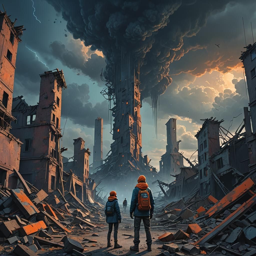 Apocalyptic Ruins: Ethereal Light in the Darkness