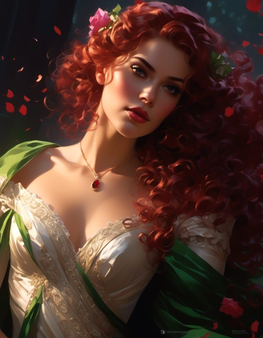 Princess Briar Rose Portrait in Dark Fantasy Cartoon Style