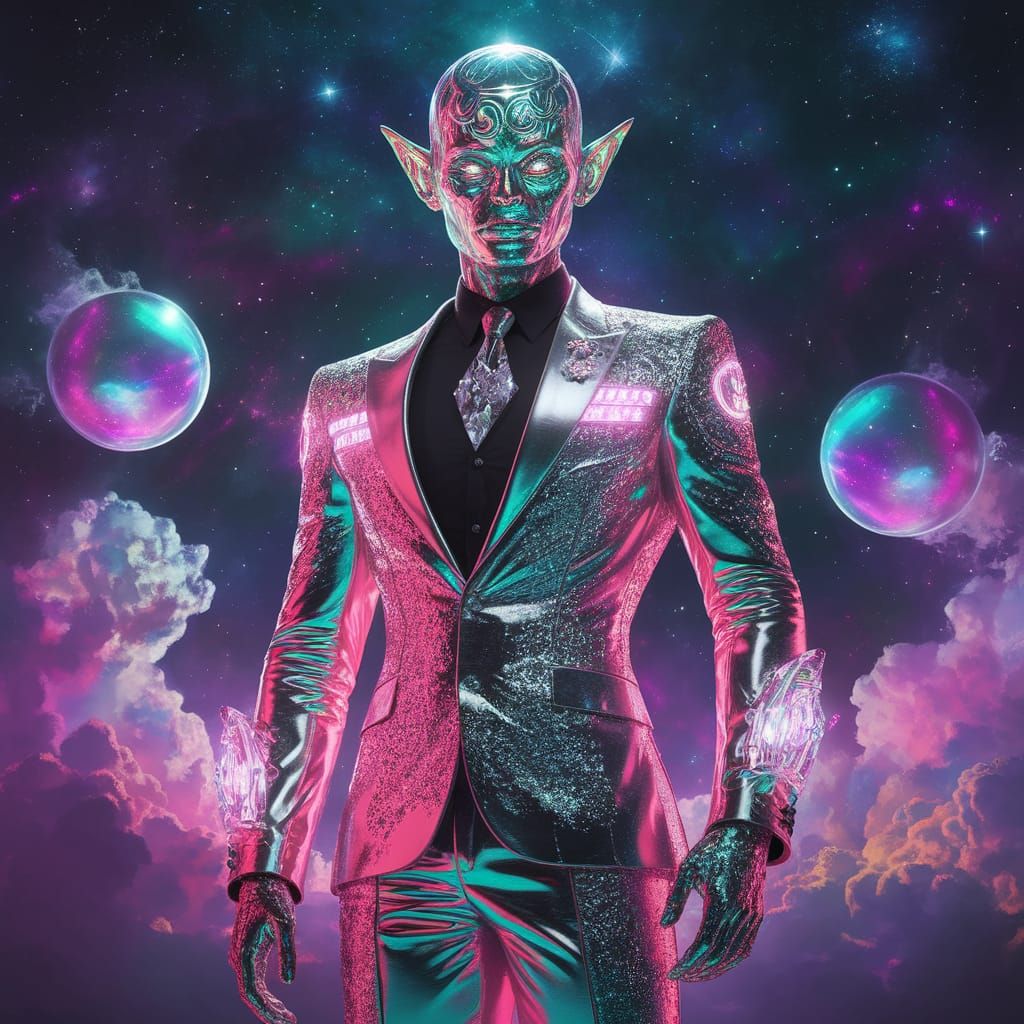 Intricately Detailed Anime-Style Game Show Host in a Psyched...