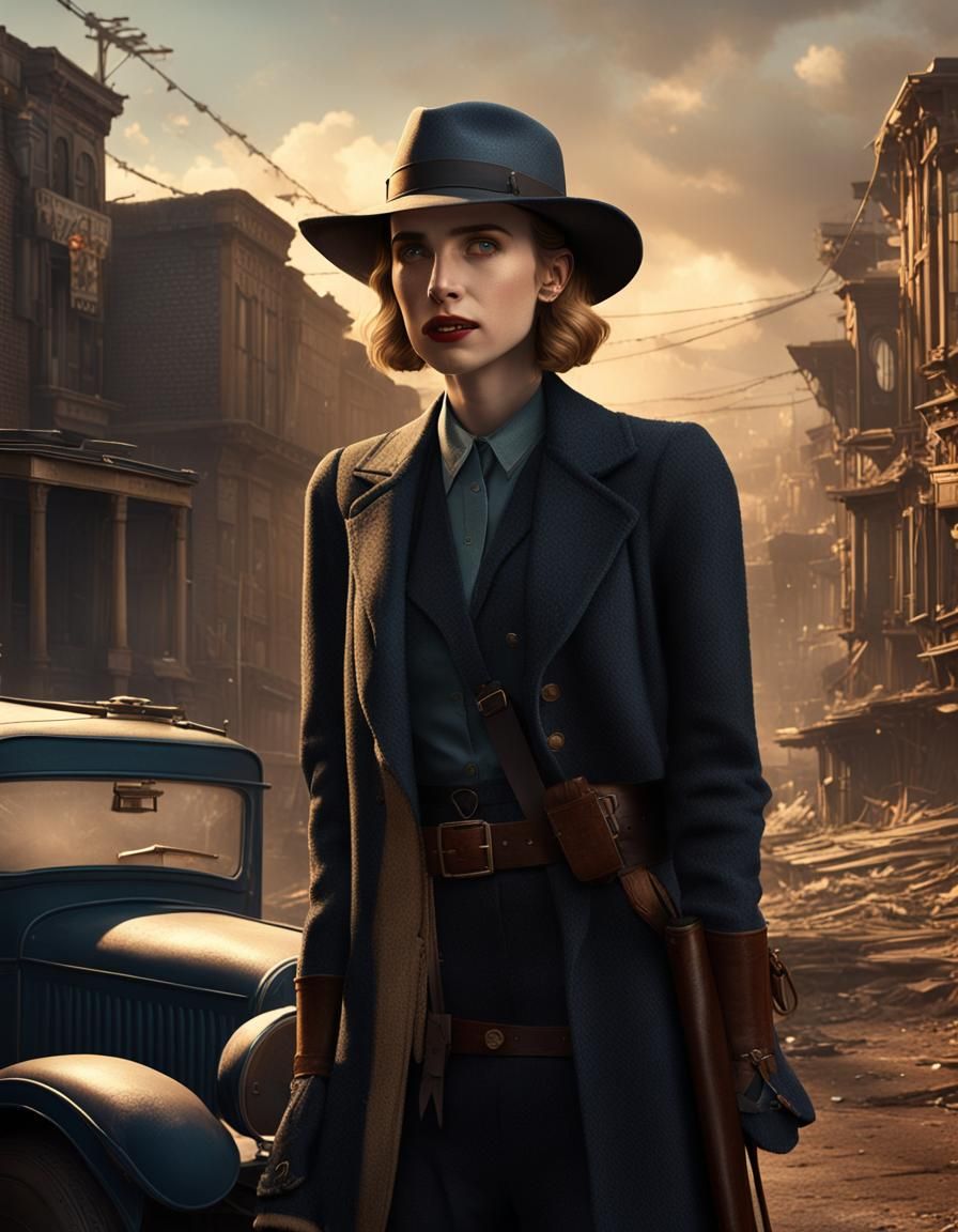 Emma Roberts as 1930s Vigilante, Cinematic Portrait