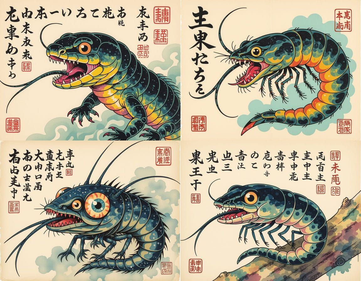 Mutant Creature in Mixed Media Collage Style