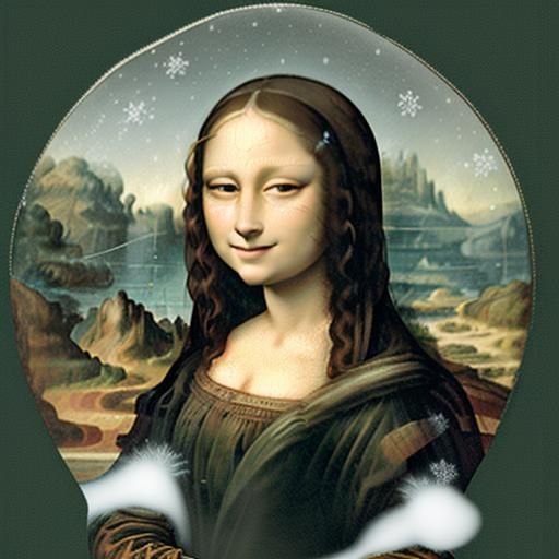 Christmas Mona Lisa with a Big Smile