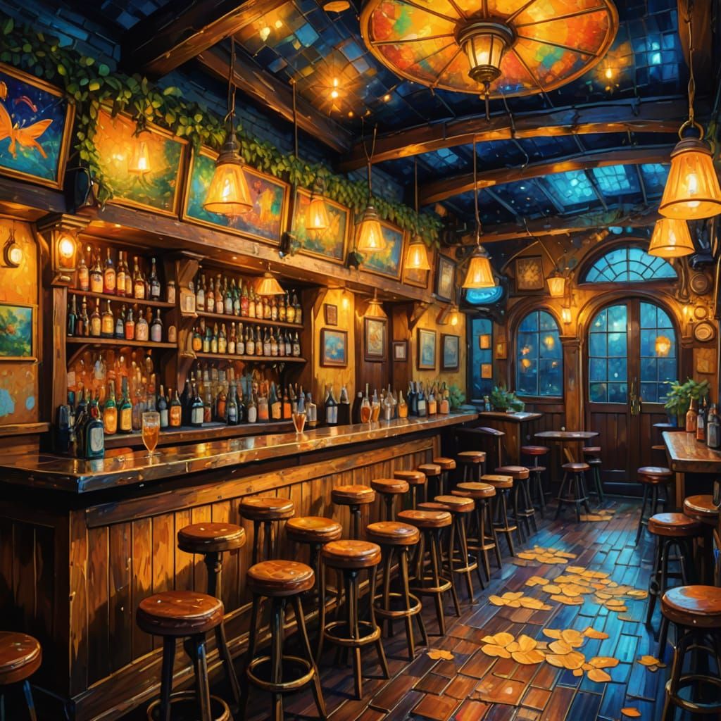 The Pixie Pub: Fairies in Neo-Impressionistic Expressionism