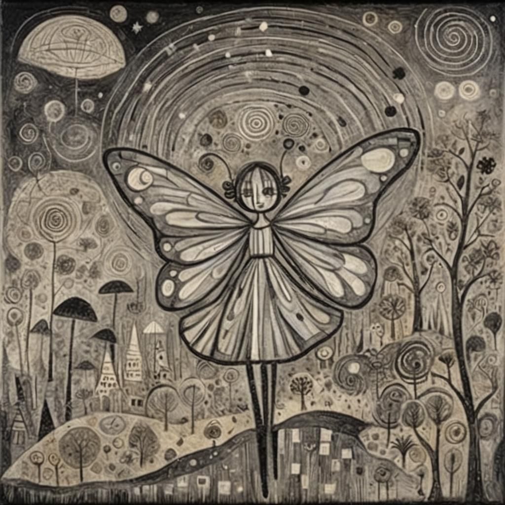 Zebra Fairy in Surreal Butterfly Dreamscape
