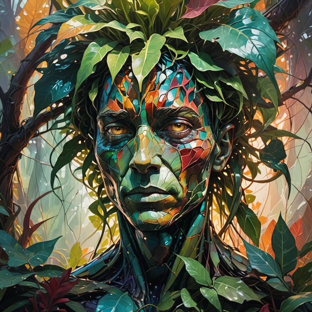 Cracked Head Emerges from Plant: Concept Art