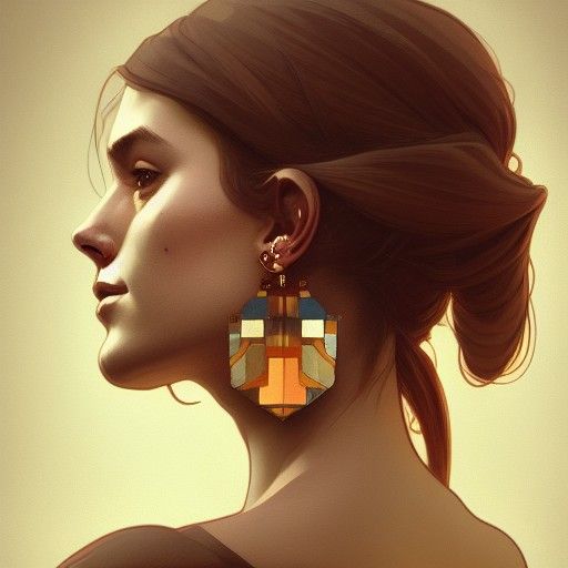 Detailed Portrait with Earring in Digital Art Style