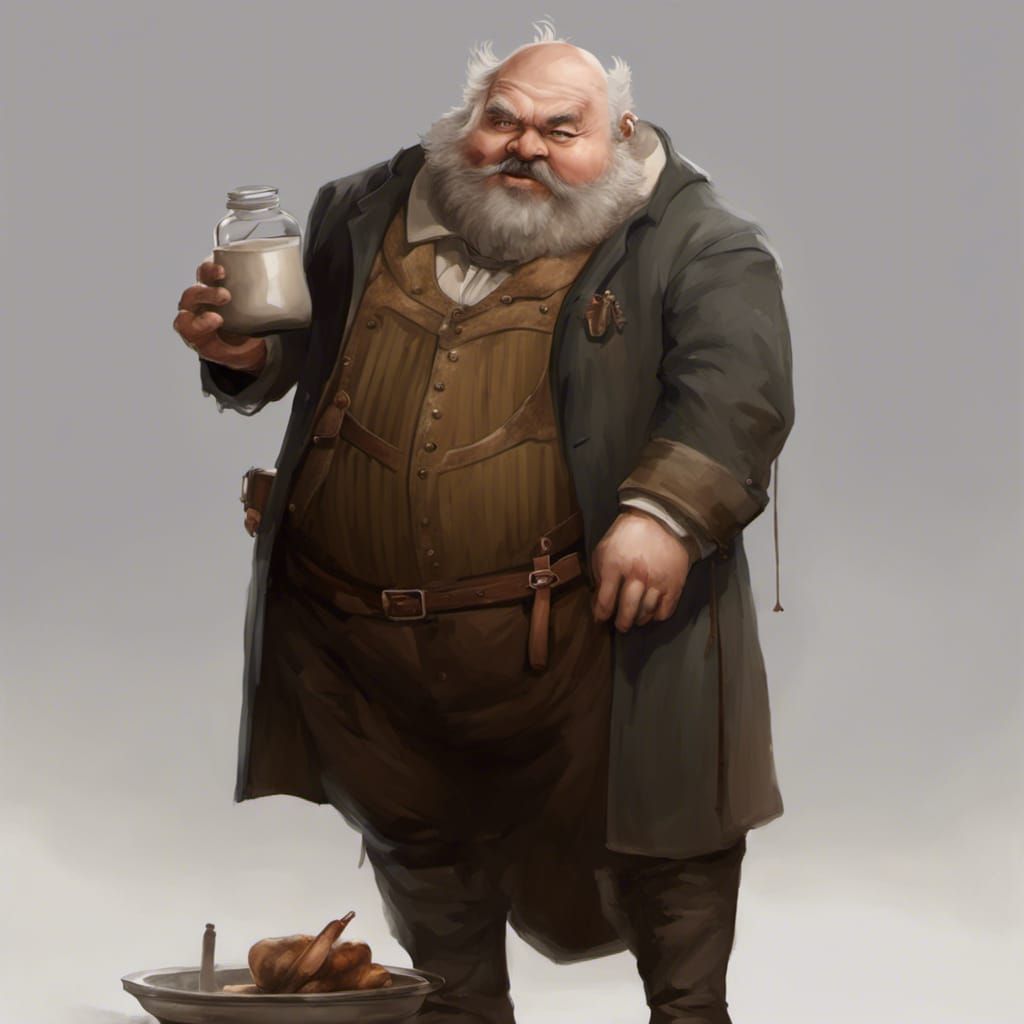 Jolly Obese Mayor with Pastries, Digital Matte Painting