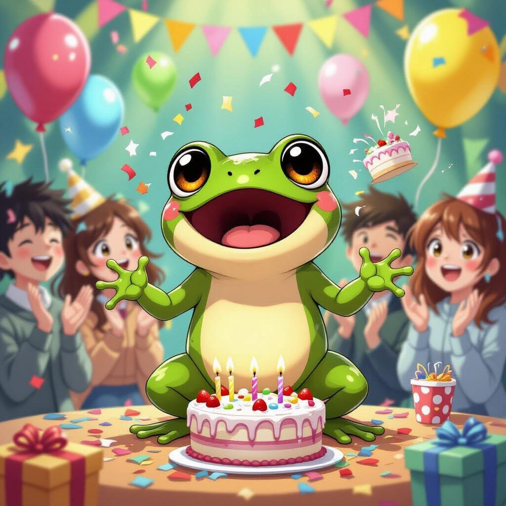 Anime Frog's Shocking Surprise Party