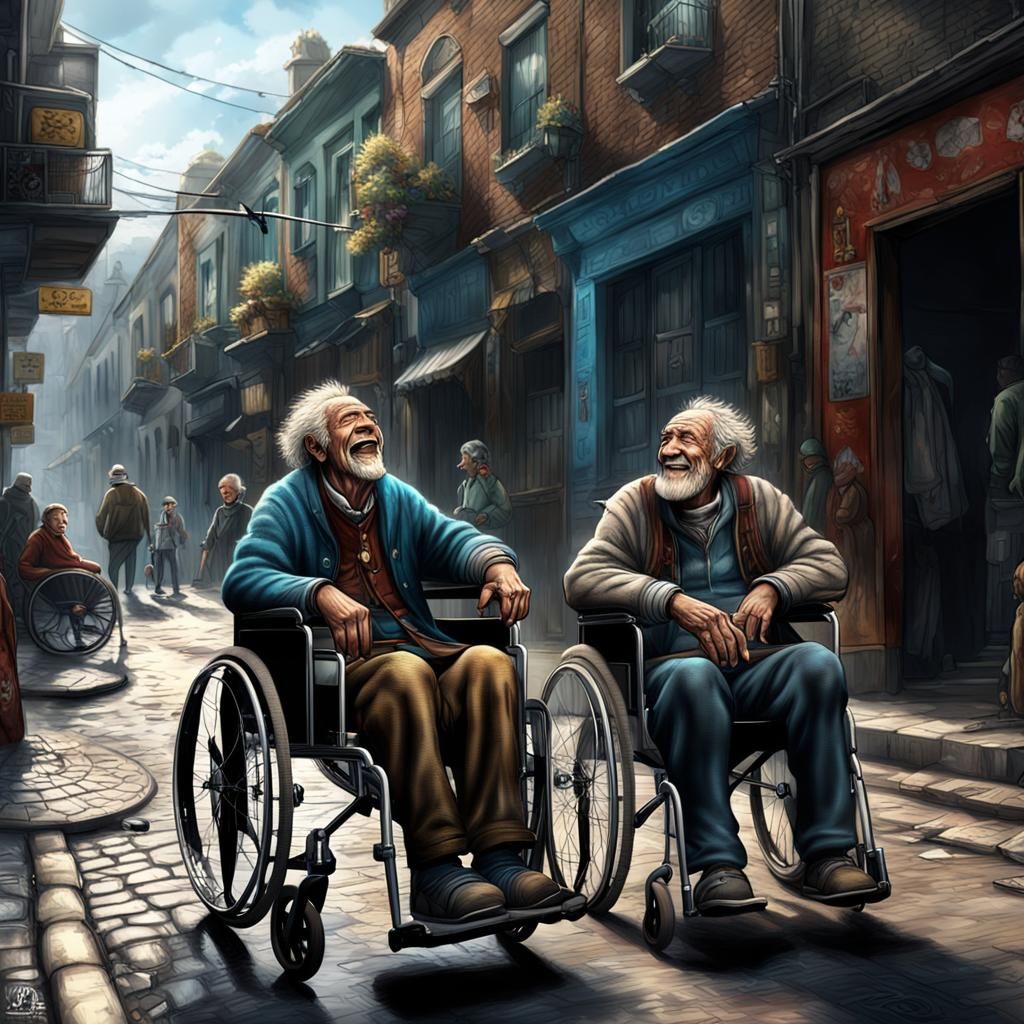 Street Scene: Disabled Man and Well-Dressed Lady